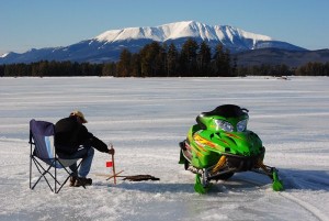 Ice Fishing on Millinocket Lake. Feat arctic cat snowmobile 