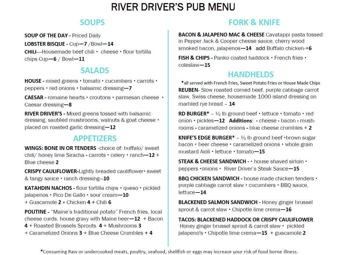 Winter 2020 Pub Menu Pub Menu